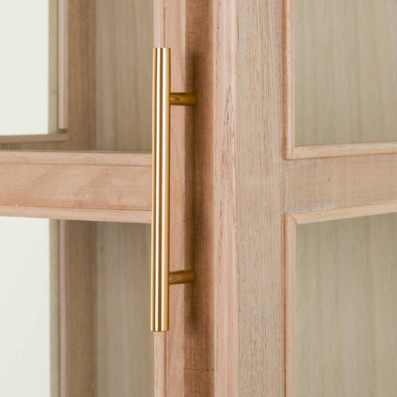 Vitrine haute en cannage bois clair 46,5x40,5x173,5 cm Zavero  - 6
