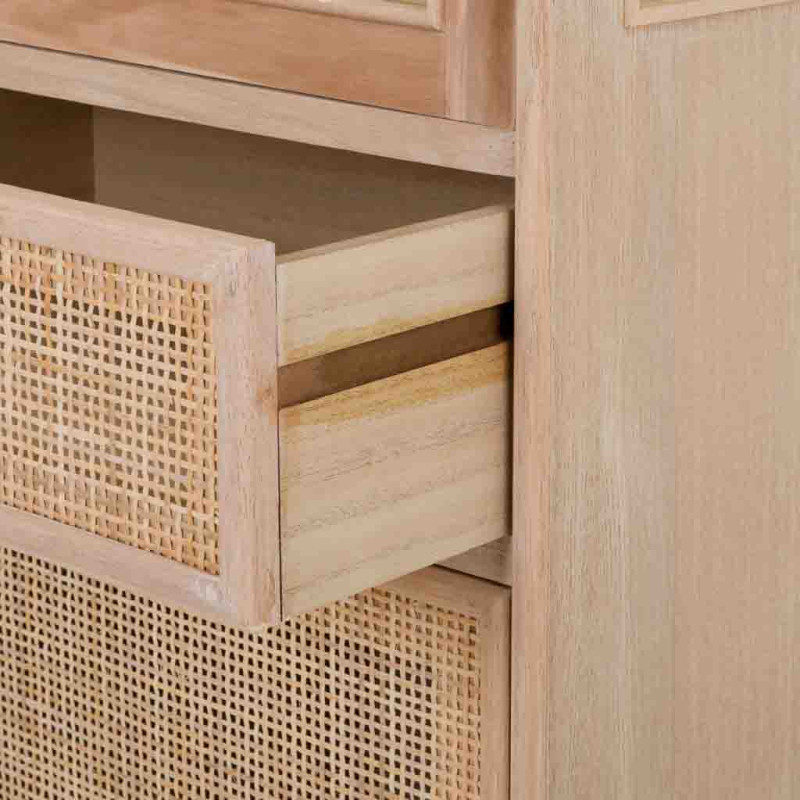 Vitrine haute en cannage bois clair 46,5x40,5x173,5 cm Zavero  - 7
