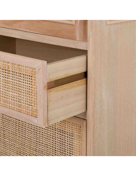 Vitrine haute en cannage bois clair 46,5x40,5x173,5 cm Zavero  - 7