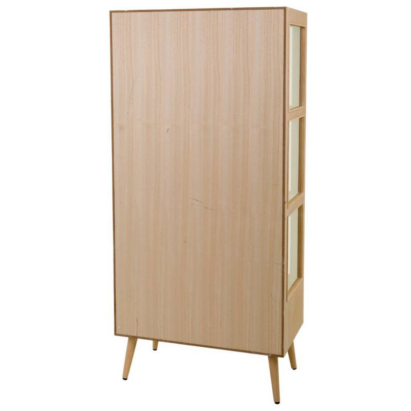 Vitrine 2 portes en cannage bois clair 72x40,5x158,5 cm Zavero  - 5