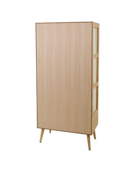 Vitrine 2 portes en cannage bois clair 72x40,5x158,5 cm Zavero  - 5