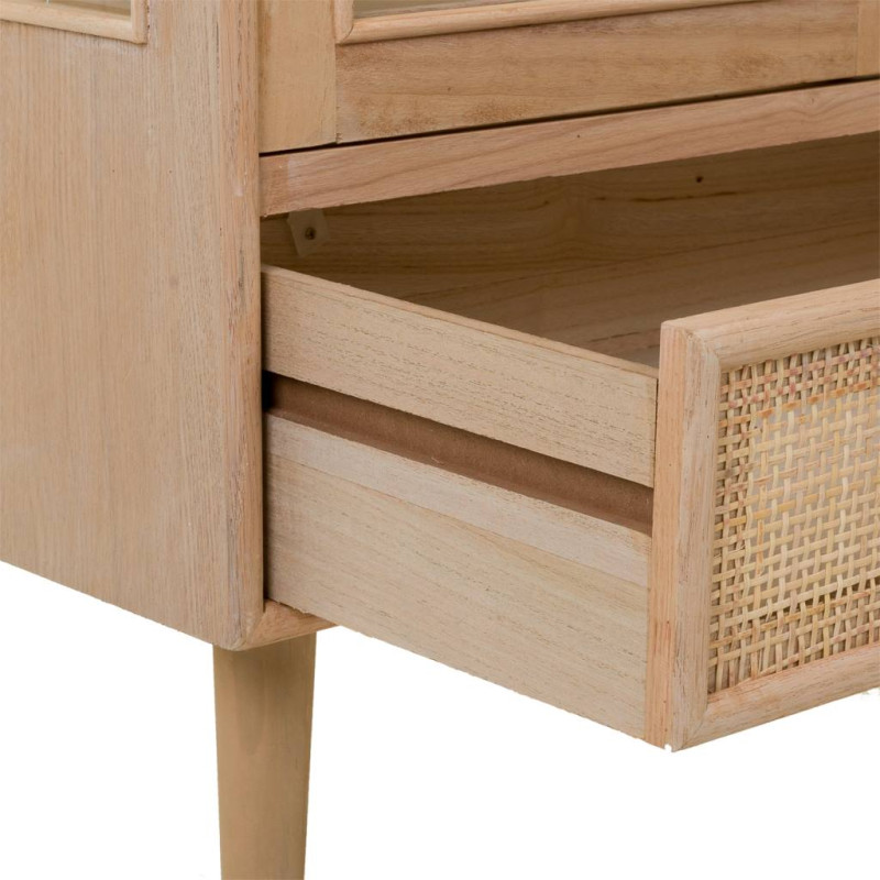 Vitrine 2 portes en cannage bois clair 72x40,5x158,5 cm Zavero  - 6