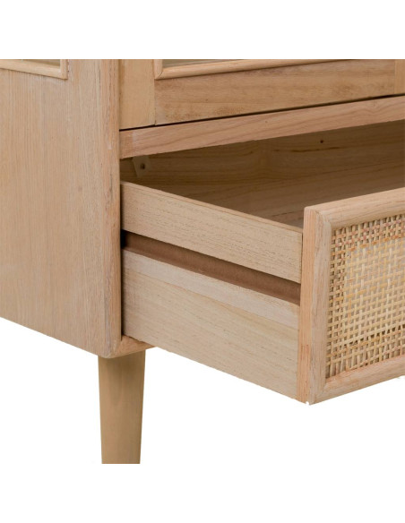 Vitrine 2 portes en cannage bois clair 72x40,5x158,5 cm Zavero  - 6