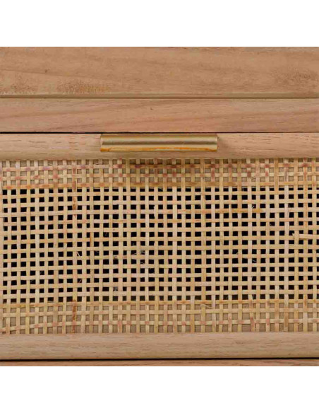 Vitrine 2 portes en cannage bois clair 72x40,5x158,5 cm Zavero  - 8