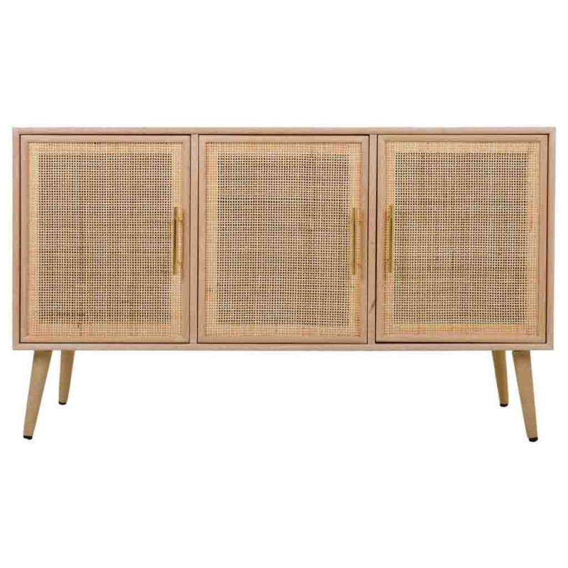 Buffet 3 portes en cannage bois clair 120 cm Zavero  - 3