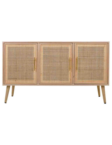 Buffet 3 portes en cannage bois clair 120 cm Zavero  - 3