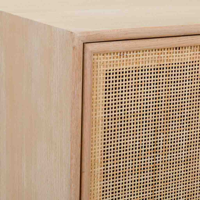 Buffet 3 portes en cannage bois clair 120 cm Zavero  - 6