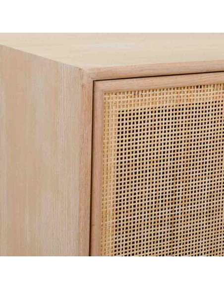 Buffet 3 portes en cannage bois clair 120 cm Zavero  - 6