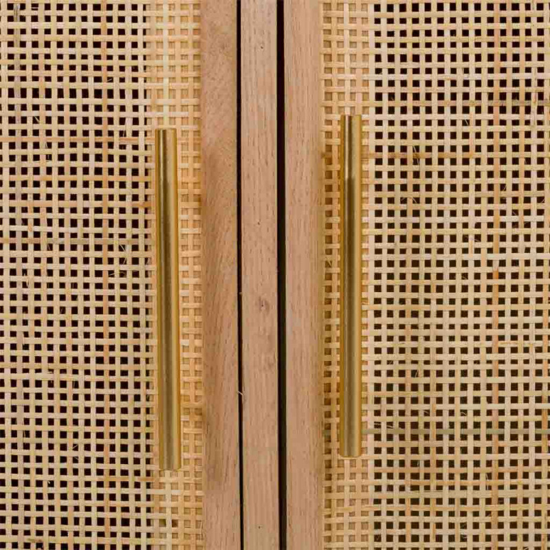 Buffet 3 portes en cannage bois clair 120 cm Zavero  - 7