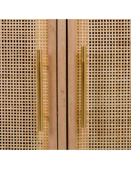 Buffet 3 portes en cannage bois clair 120 cm Zavero  - 7