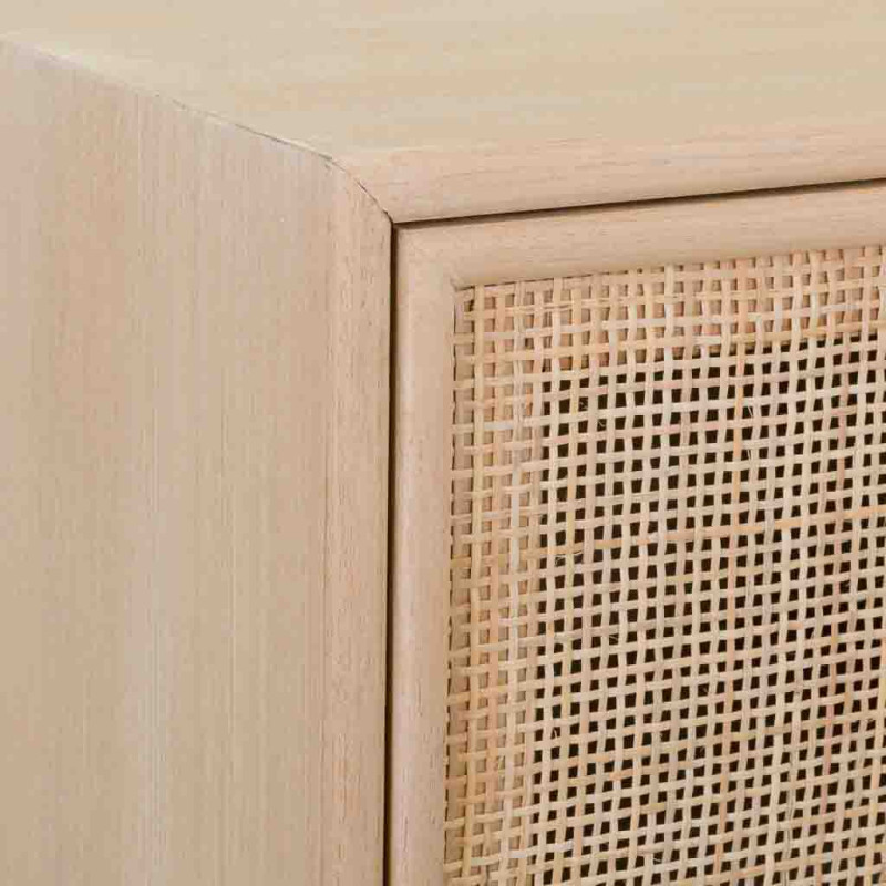 Buffet haut 2 portes en cannage bois clair 80 cm Zavero  - 6