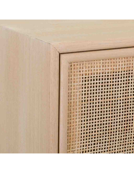 Buffet haut 2 portes en cannage bois clair 80 cm Zavero  - 6
