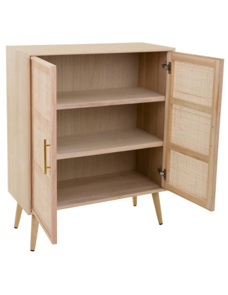 Buffet haut 2 portes en cannage bois clair 80 cm Zavero  - 4