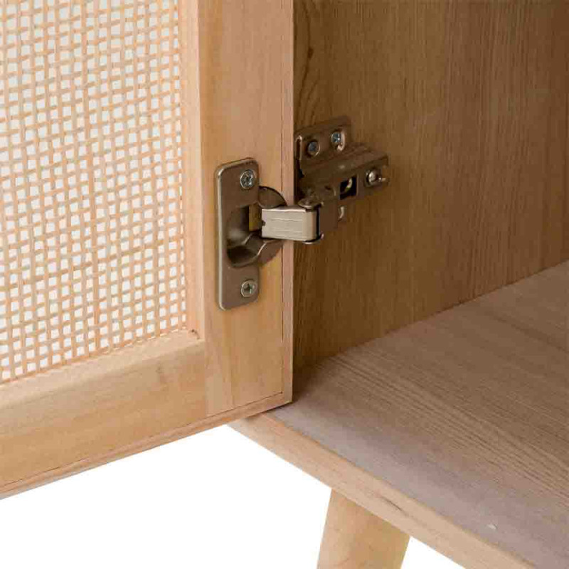 Buffet haut 2 portes en cannage bois clair 80 cm Zavero  - 8