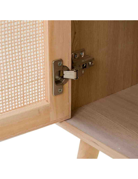 Buffet haut 2 portes en cannage bois clair 80 cm Zavero  - 8