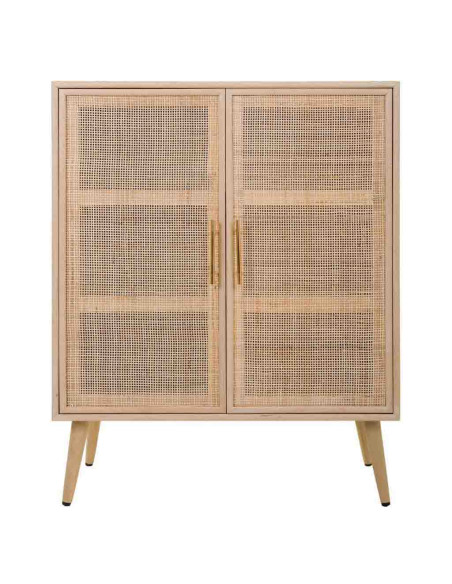 Buffet haut 2 portes en cannage bois clair 80 cm Zavero  - 3