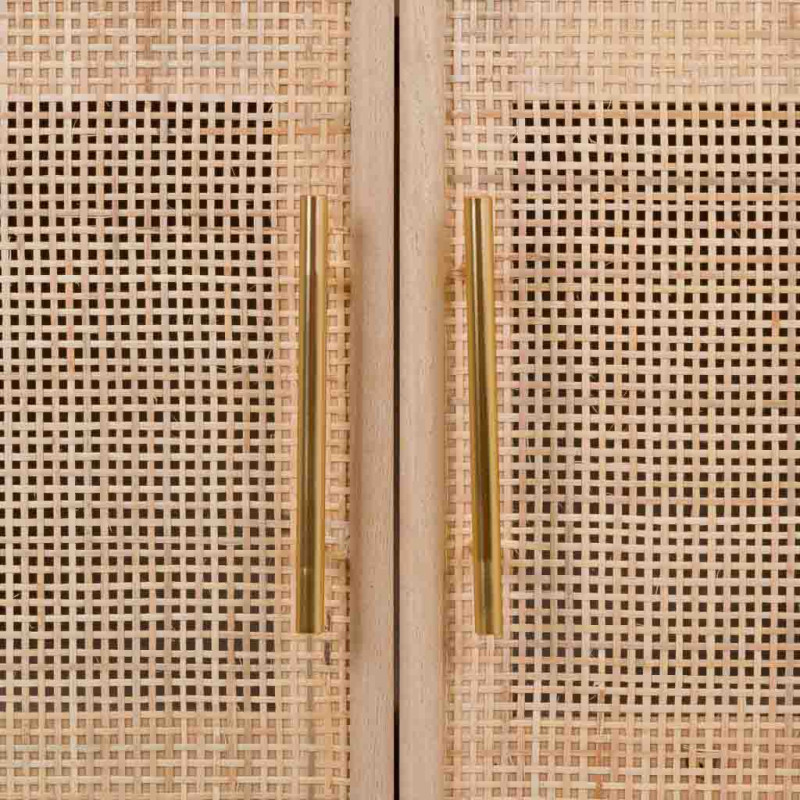 Buffet haut 2 portes en cannage bois clair 80 cm Zavero  - 7