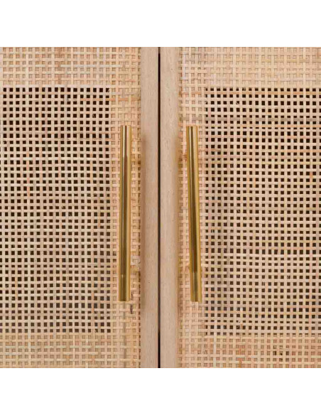 Buffet haut 2 portes en cannage bois clair 80 cm Zavero  - 7