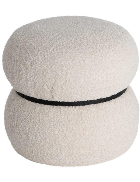 Pouf rond bouclette crème design sculptural 45 cm Bosea Ixia - 1