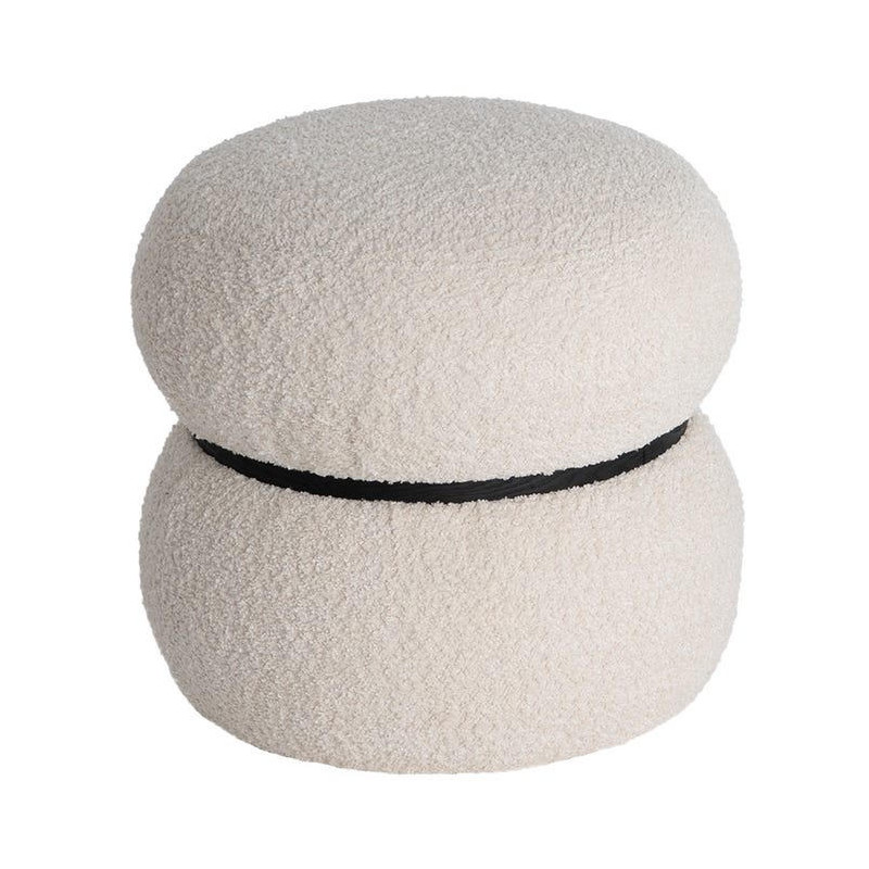 Pouf rond bouclette crème design sculptural 45 cm Bosea Ixia - 1