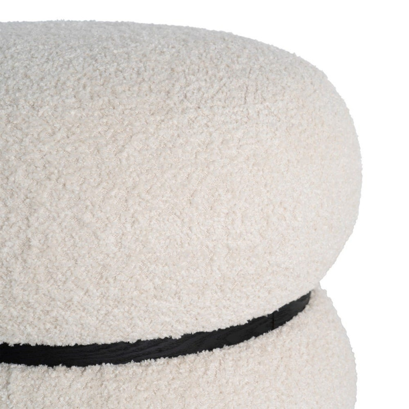 Pouf rond bouclette crème design sculptural 45 cm Bosea Ixia - 2