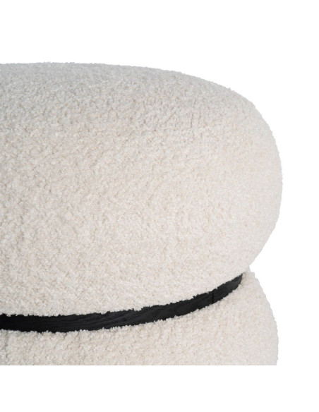 Pouf rond bouclette crème design sculptural 45 cm Bosea Ixia - 2