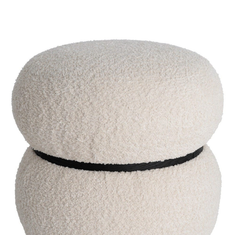 Pouf rond bouclette crème design sculptural 45 cm Bosea Ixia - 3