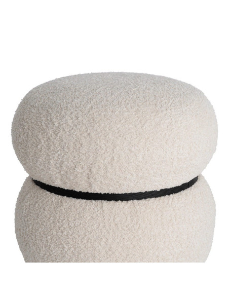 Pouf rond bouclette crème design sculptural 45 cm Bosea Ixia - 3