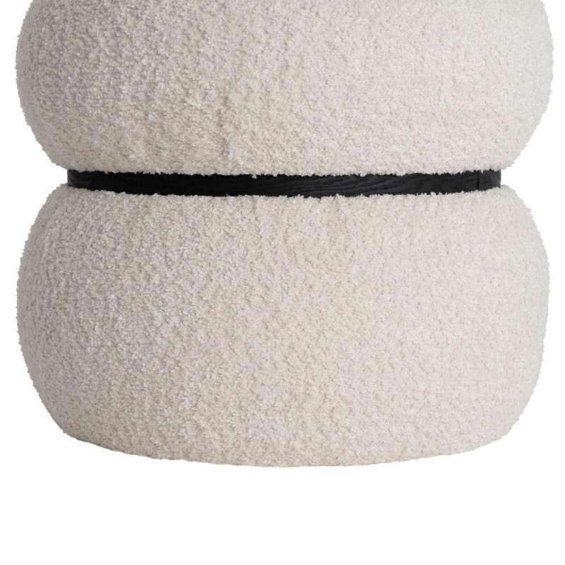 Pouf rond bouclette crème design sculptural 45 cm Bosea Ixia - 4