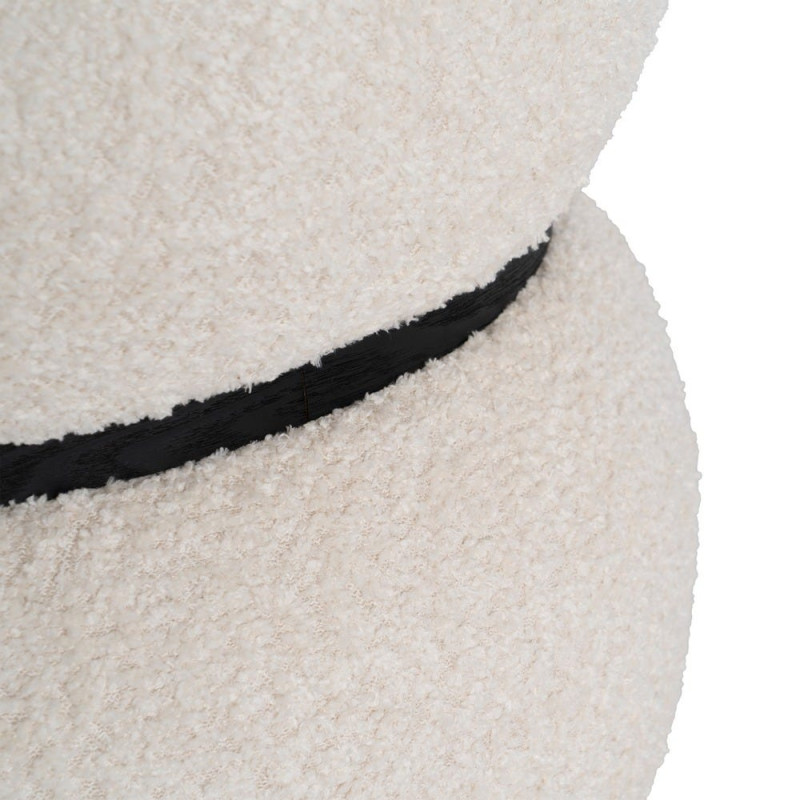 Pouf rond bouclette crème design sculptural 45 cm Bosea Ixia - 6