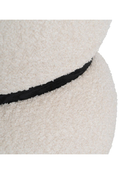 Pouf rond bouclette crème design sculptural 45 cm Bosea Ixia - 6