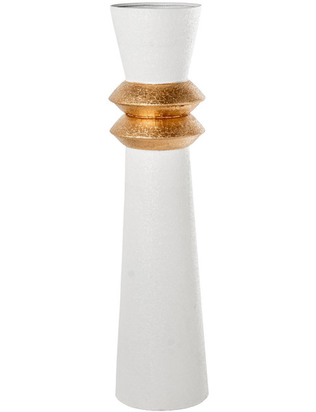 Grand vase décoratif en métal blanc et doré 79 cm Fizoa  - 1