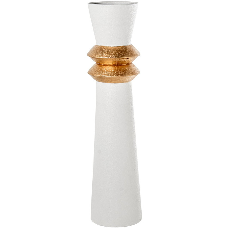 Grand vase décoratif en métal blanc et doré 79 cm Fizoa  - 1