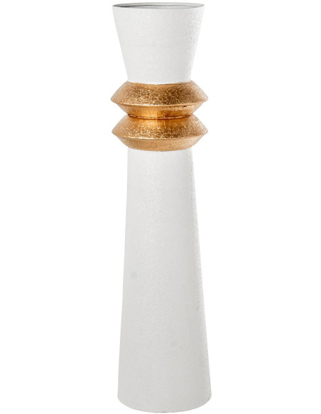 Grand vase décoratif en métal blanc et doré 79 cm Fizoa  - 1
