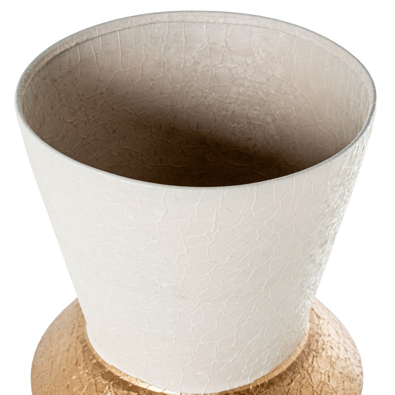 Grand vase décoratif en métal blanc et doré 79 cm Fizoa  - 3