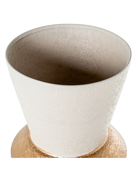 Grand vase décoratif en métal blanc et doré 79 cm Fizoa  - 3