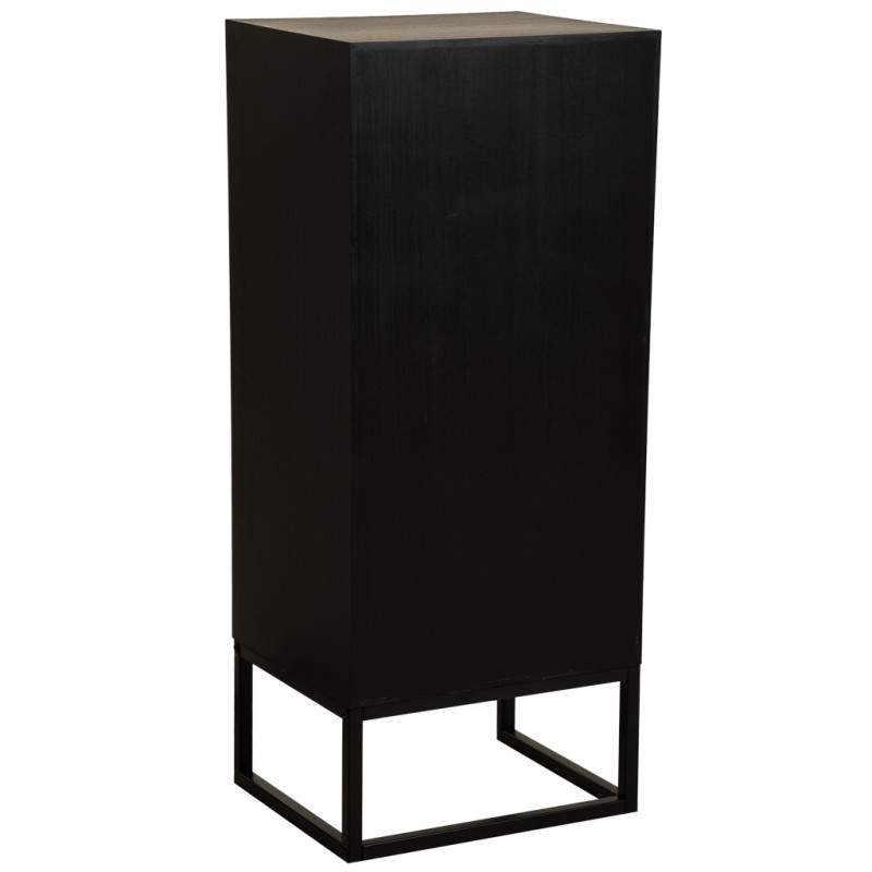 Chiffonnier industriel 5 tiroirs noir et bois recyclé 42x36,5x105 cm Ripao  - 5