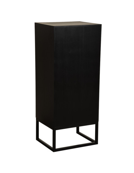 Chiffonnier industriel 5 tiroirs noir et bois recyclé 42x36,5x105 cm Ripao  - 5