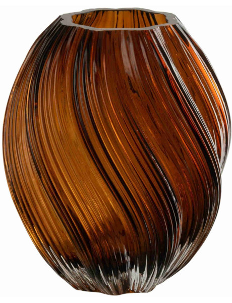 Vase en verre ambré strié style vintage 18x18x21 cm Dezun J-Line - 1