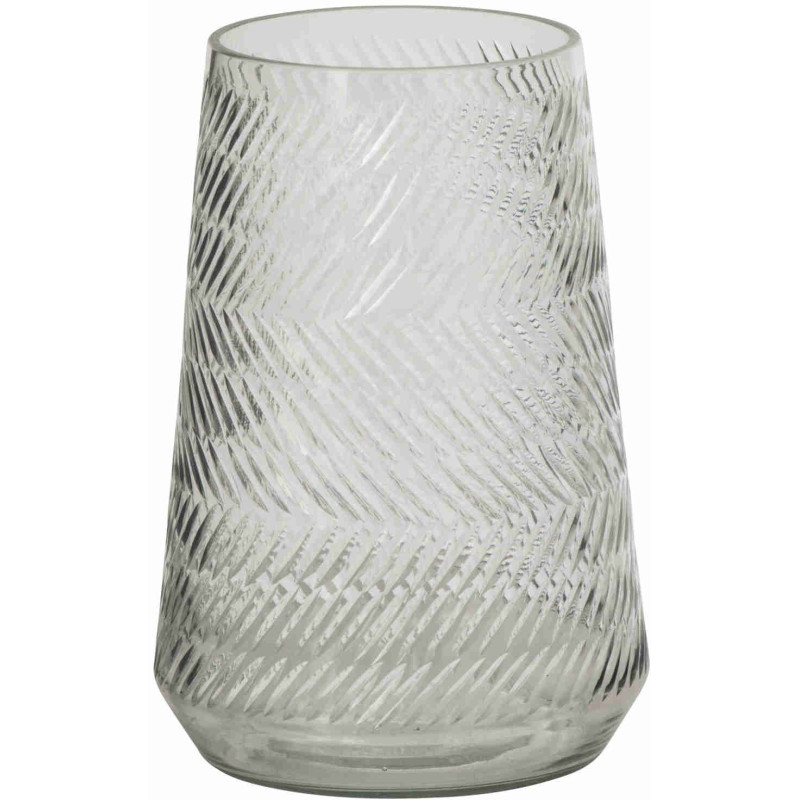 Vase en verre transparent relief géométrique 18x18x28 cm Molom J-Line - 1