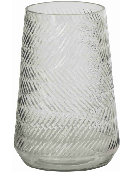 Vase en verre transparent relief géométrique 18x18x28 cm Molom J-Line - 1