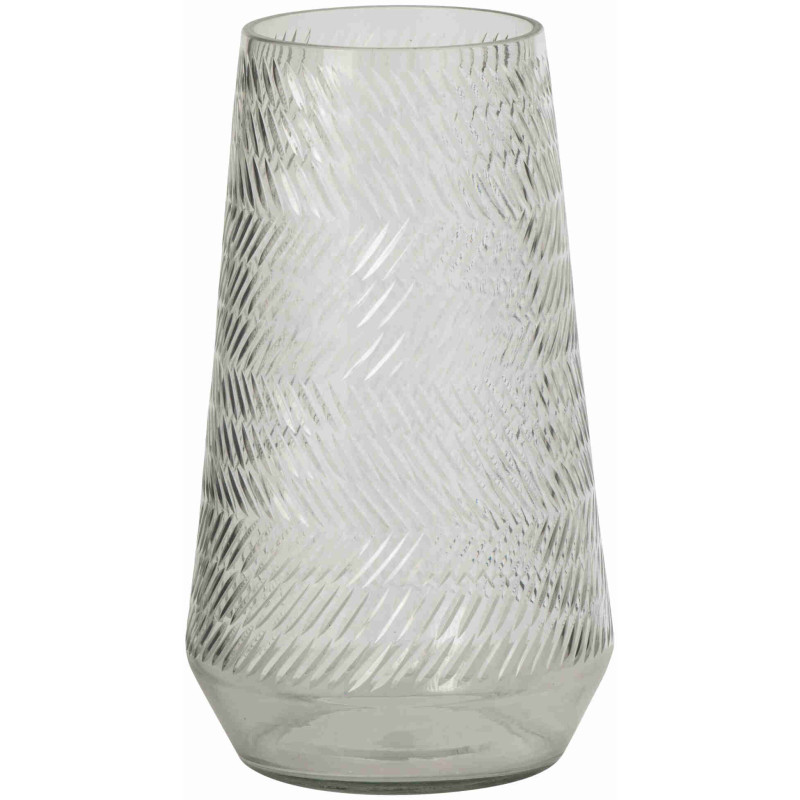 Grand vase en verre transparent relief 21x21x35 cm Molom J-Line - 1