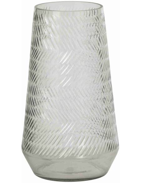Grand vase en verre transparent relief 21x21x35 cm Molom J-Line - 1