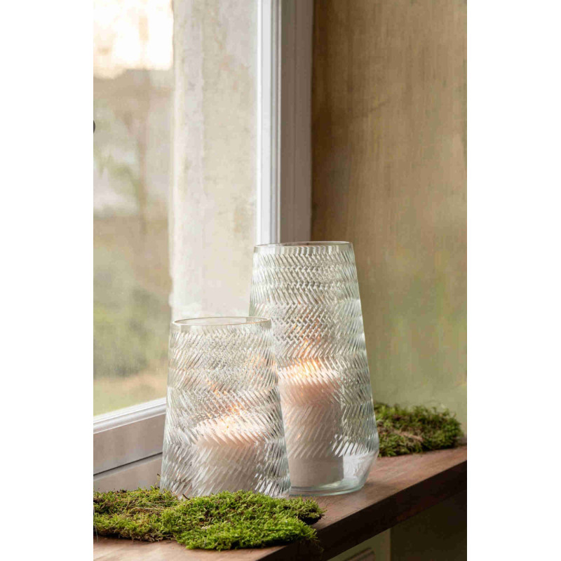 Grand vase en verre transparent relief 21x21x35 cm Molom J-Line - 2