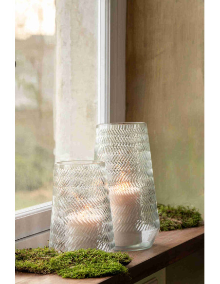 Grand vase en verre transparent relief 21x21x35 cm Molom J-Line - 2