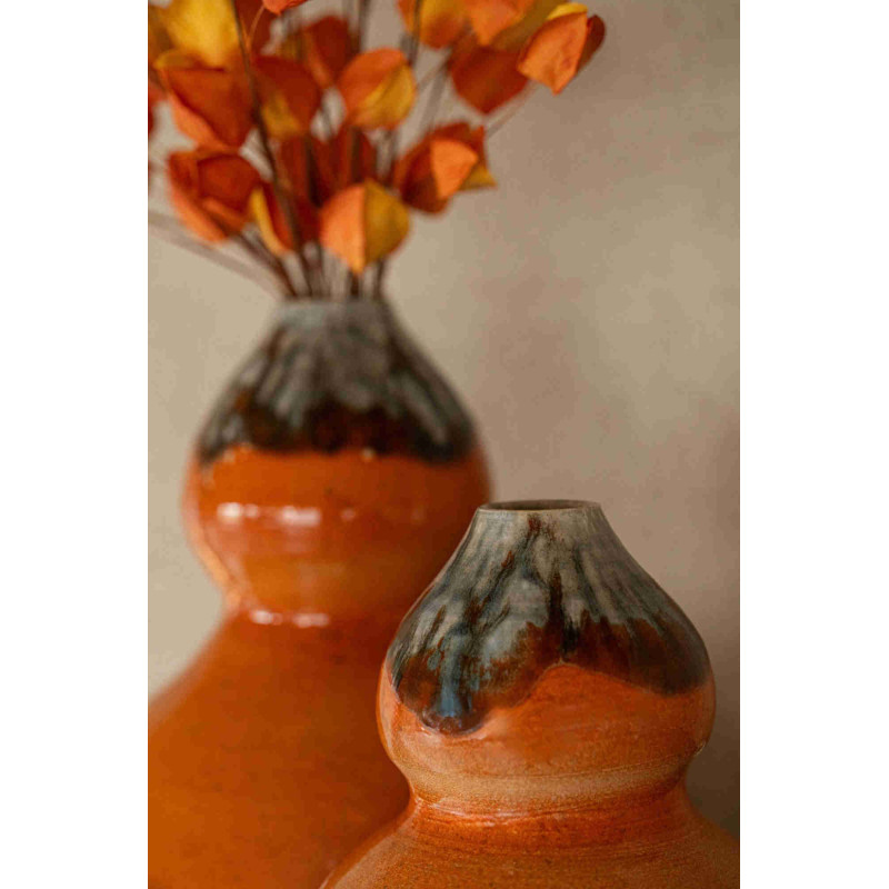 Vase boule en céramique terracotta et brun 18x18x21 cm Fiesk J-Line - 2