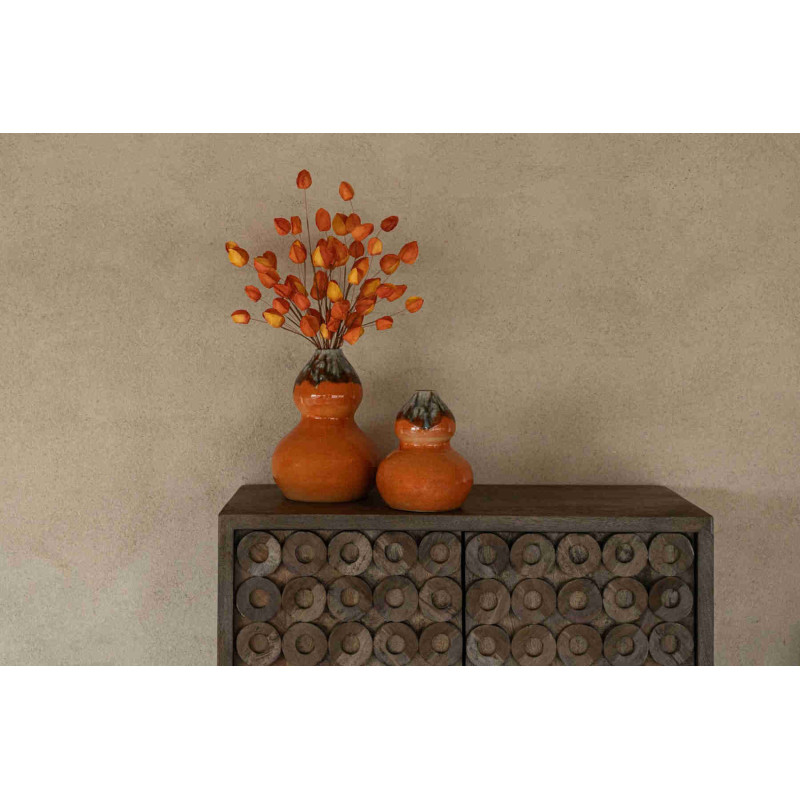 Vase boule en céramique terracotta et brun 21x21x28 cm Fiesk J-Line - 2