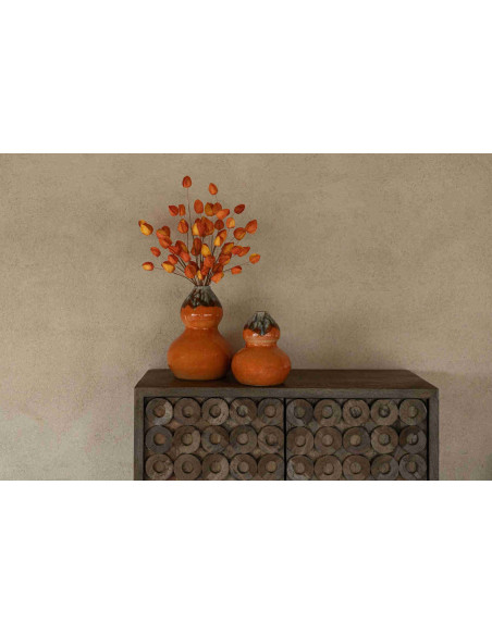 Vase boule en céramique terracotta et brun 21x21x28 cm Fiesk J-Line - 2