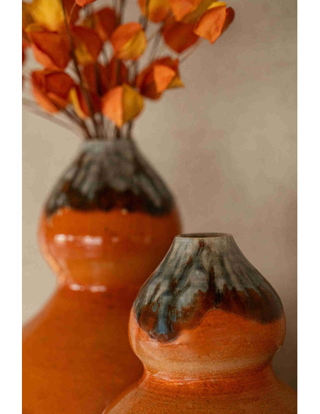 Vase boule en céramique terracotta et brun 21x21x28 cm Fiesk J-Line - 4