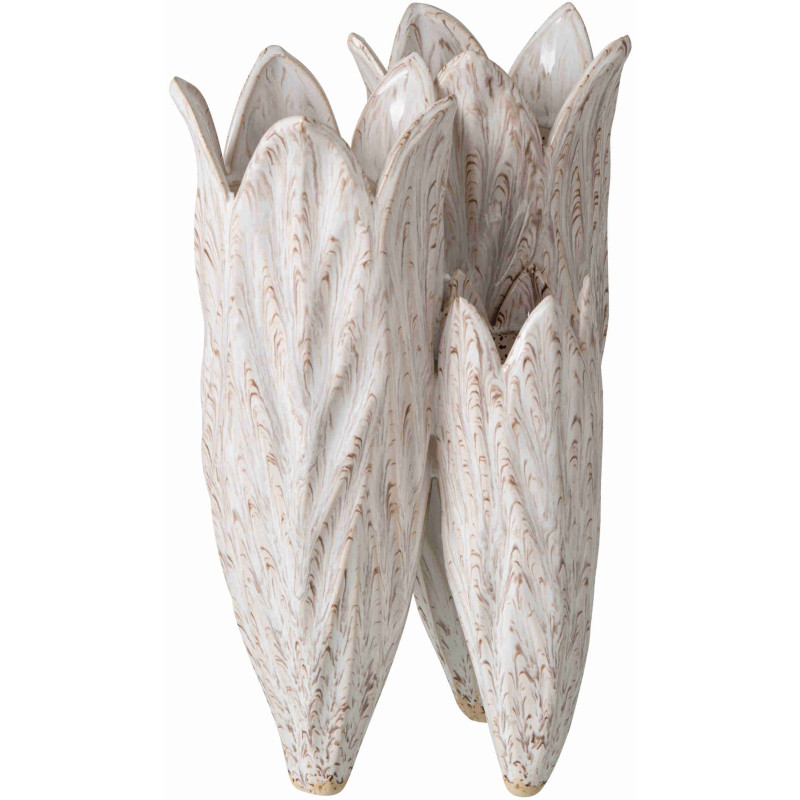 Vase lotus beige en argile émaillée 23x20,5x36,5 cm Zwaav J-Line - 3